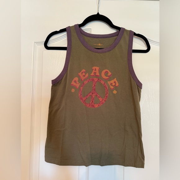 NATURAL LIFE | Peace Graphic Tank Top - Olive and Purple - Picture 3 of 8